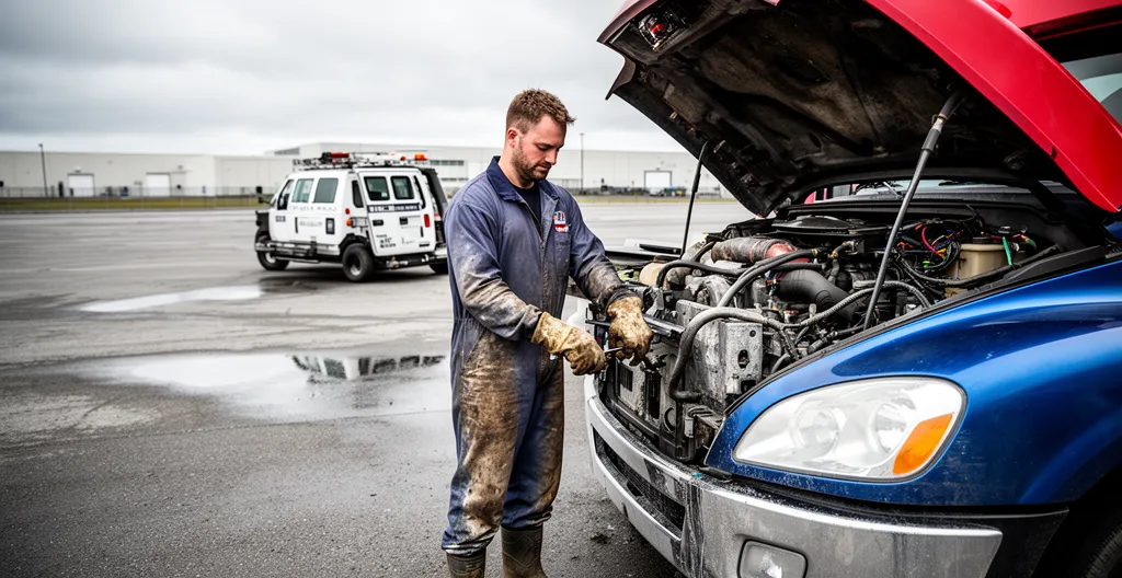 Technicien mécanique mobile intervenant sur camion lourd au Québec