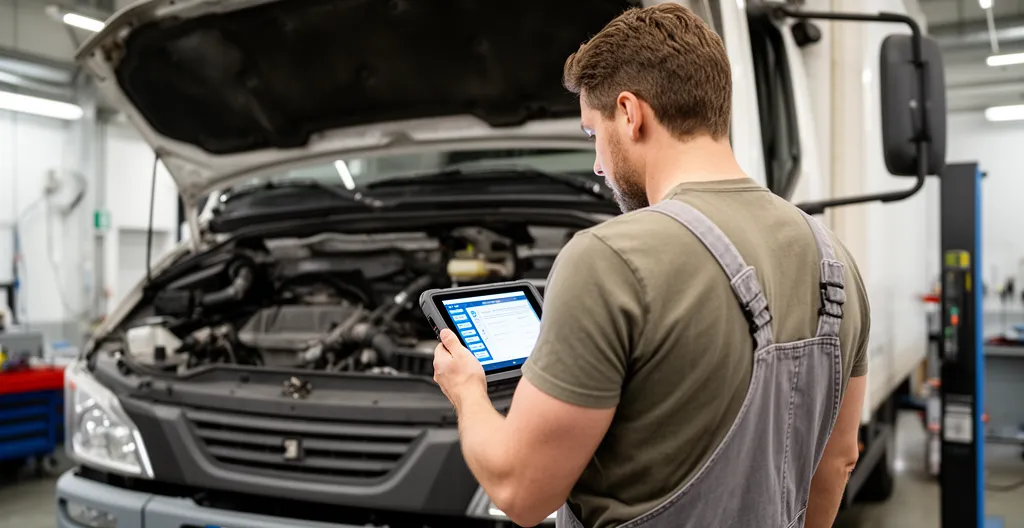 Diagnostic électronique sur moteur diesel de camion lourd